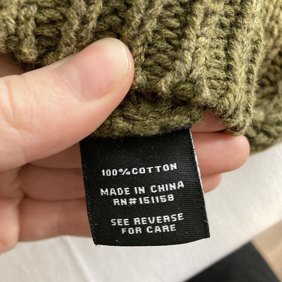 525 America Olive Green Cable Knit Cotton Sweater Size XS Elevated Basics Layers - Picture 8 of 11